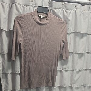 Cyrus Ribbed Short Sleeve Top in Dusty Rose